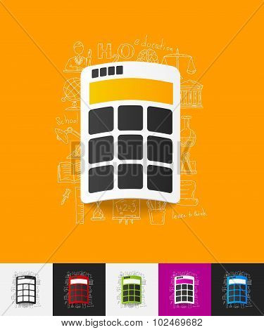 calculator paper sticker with hand drawn elements