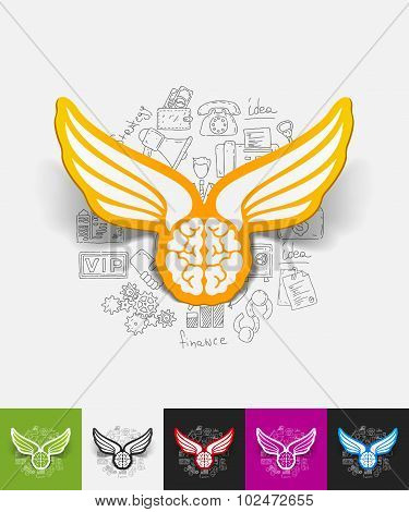 angel paper sticker with hand drawn elements