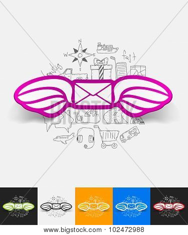 envelope paper sticker with hand drawn elements