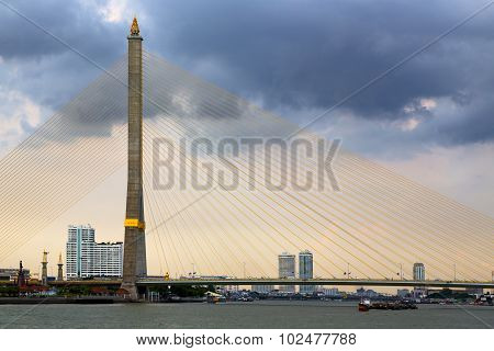 Reflex Of River Bridge Some Of The Centre  Bangkok Thailand