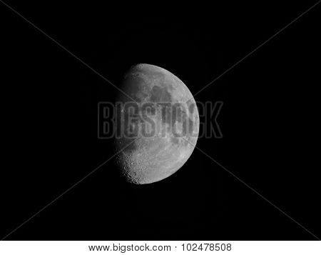 Black And White Gibbous Moon