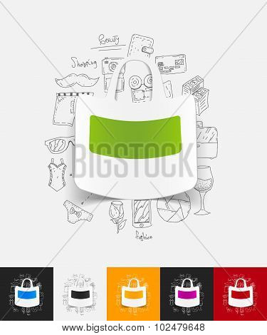bag paper sticker with hand drawn elements
