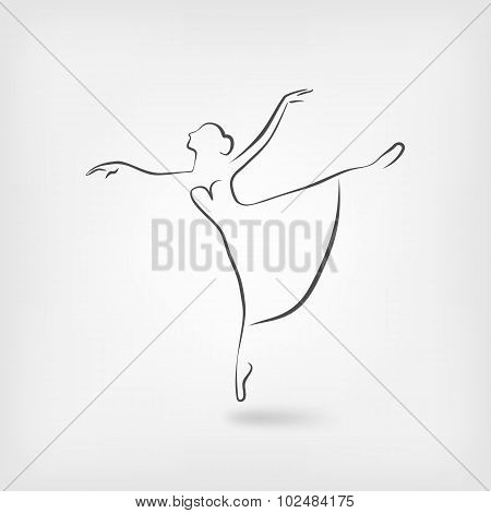 Sketch Ballerina Dancing Studio Symbol