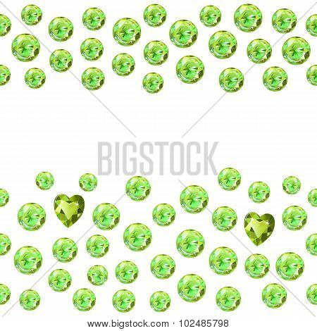 Seamless Scattered Borders Of Gems, Rhinestones
