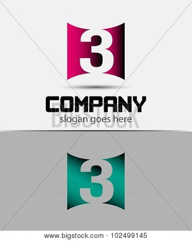 Number 3 logo. Vector logotype design