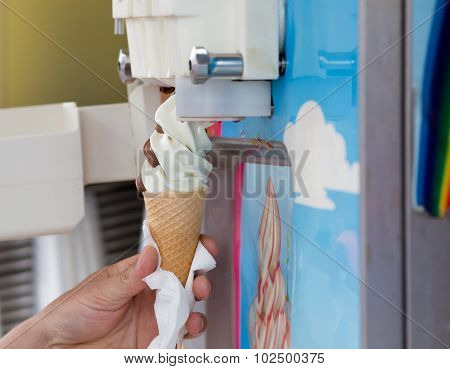 Swirled Ice Cream From Machine