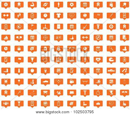 Sport orange message icons set