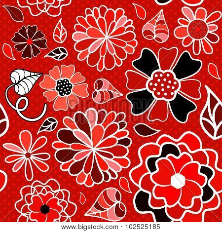 Color cartoon flower seamless pattern