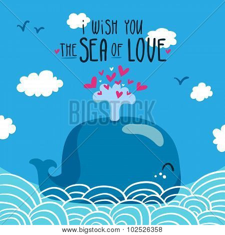 Whale With Fountain Of Hearts