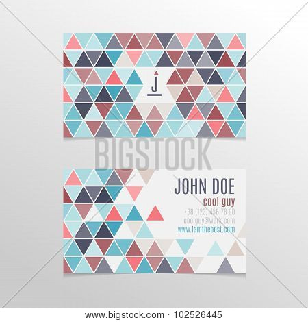 Business Card Design With Bright Triangles