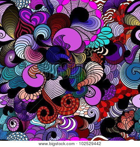Color Zentangle (ethnic, doodle)  wave background in style zentangle.