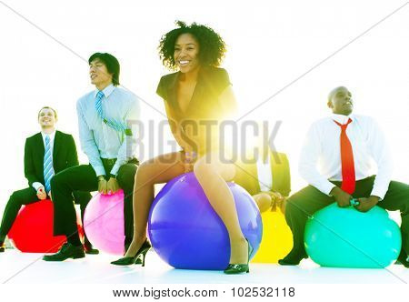 Business People Relaxation Playing Jumping Concept