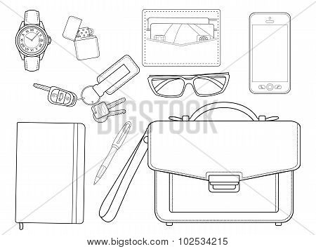 Businessman items. Contour