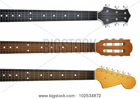 Set of Guitar neck fretboard and headstock