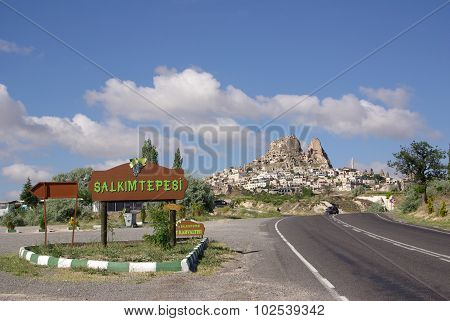 Uchisar Village And Uchisar Castle In Cappadocia, Turkey