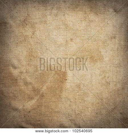 Old dirty brown creasy square burlap texture