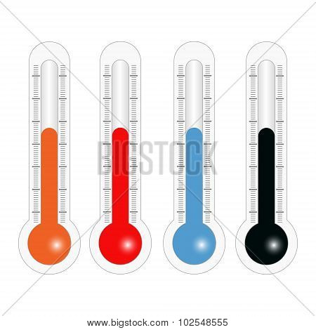 Thermometers in different colors in vector