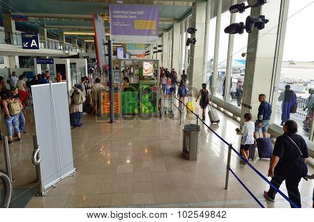 PARIS - AUGUST 08, 2015: Orly Airport interior. Paris Orly Airport is an international airport located partially in Orly and partially in Villeneuve-le-Roi, 7 NM (13 km; 8.1 mi) south of Paris, France