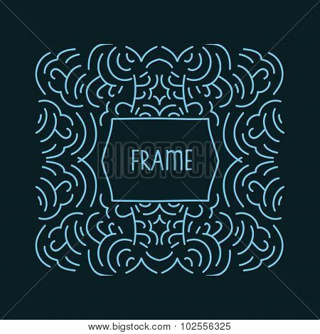 Hand drawn frame monogram design emblem template, Elegant lineart logo design, vector illustration w