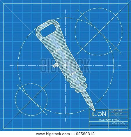 Vector color flat jackhammer icon
