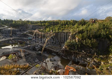 Granite quarry in the summer Ural Ekaterinburg