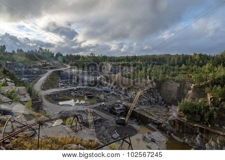 Granite quarry in the summer Ural Ekaterinburg