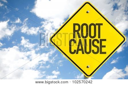 Root Cause sign with sky background
