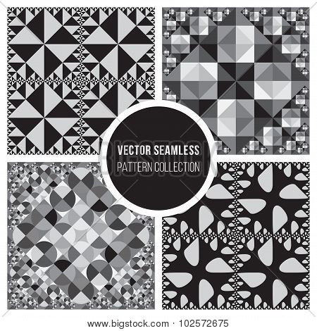 Vector Seamless BW Pattern Collection