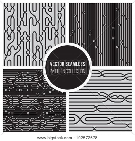 Vector Seamless BW Pattern Collection