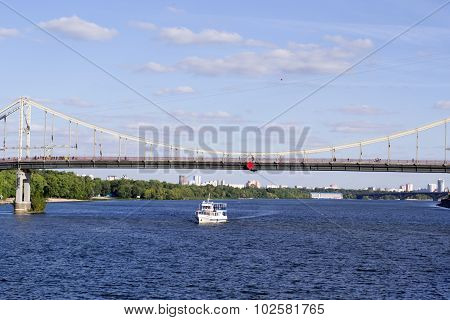 Boat With People On The Dnieper River
