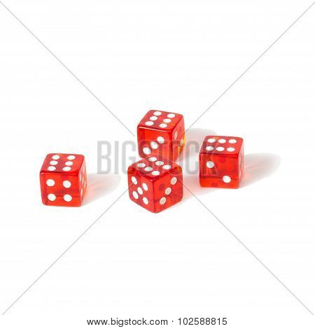 Game Red Dices Isolated White With Max Result.