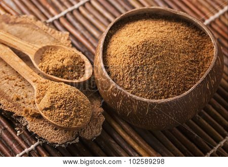 Coconut palm sugar in a bowl