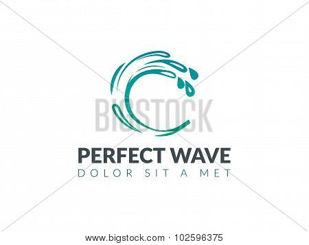 Circle wave abstract vector logo design template.