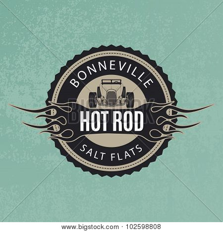 Classic Car Emblem on grunge blue background