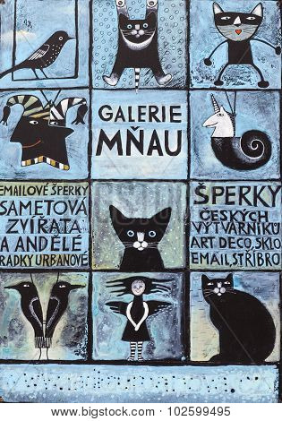 PRAGUE, CZECH REPUBLIC -  SEPTEMBER 02, 2015: Photo of  Art Gallery - Gallery of Meow.