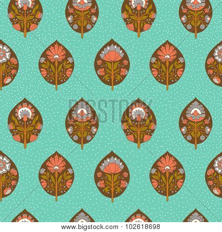 Seamless pattern with stylized flowers. Vector illustration.