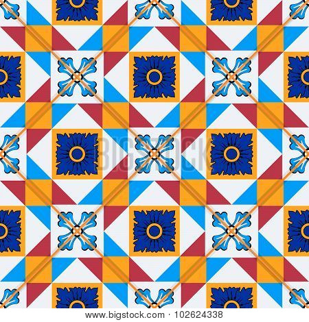 Gorgeous seamless  pattern from Moroccan, Portuguese  tiles, Azulejo, ornaments. Can be used for wal