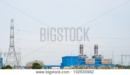 Electricity Post And High Voltage Electric Power Substation