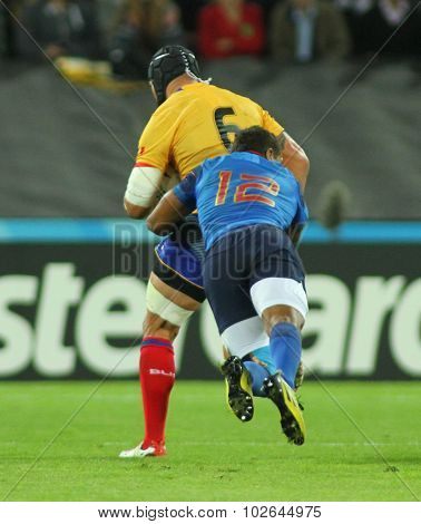 LONDON, ENGLAND - SEPTEMBER 23 2015 The 2015 Rugby World Cup Pool D match between France and Romania at The Stadium, Queen Elizabeth Olympic Park.