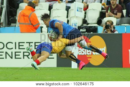 LONDON, ENGLAND - SEPTEMBER 23 2015 The 2015 Rugby World Cup Pool D match between France and Romania at The Stadium, Queen Elizabeth Olympic Park.