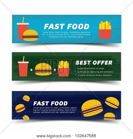 Fast food banner flat