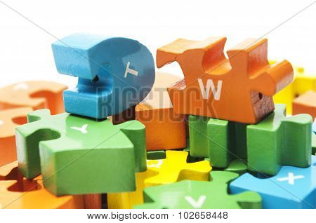 heap of puzzle blocks copy isolated on white