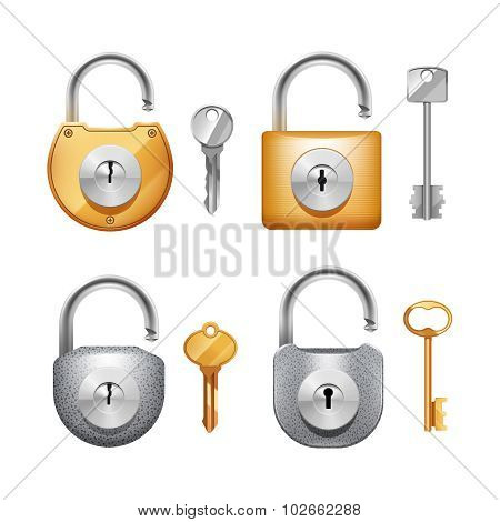 Padlocks And Keys Realistic Set