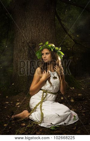 Slavonian Girl In The Deep Forest