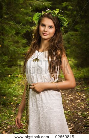 Slavonian Girl In The Deep Forest