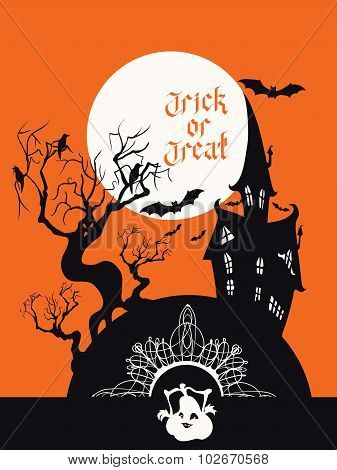 Spooky House Trick Or Treat card design