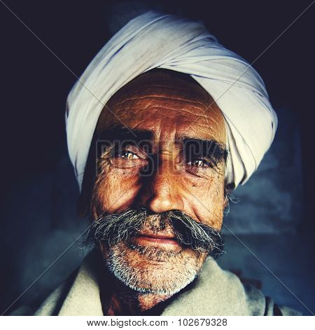 Indigenous Senior Indian Man Looking at the Camera Concept
