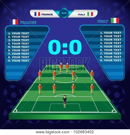 Soccer Match Scoreboard On A Playfield