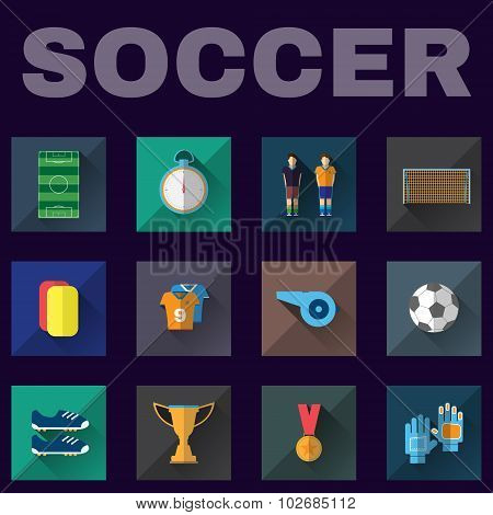 Football Game Flat Design Icons