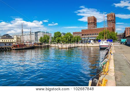 Oslo Harbour and City Hall, Fjord Norway